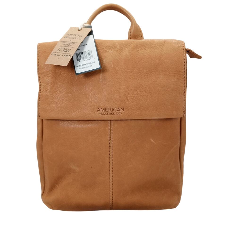 NWT AMERICAN LEATHER CO.  Genuine Leather Liberty Backpack Cafe Latte MSRP $228